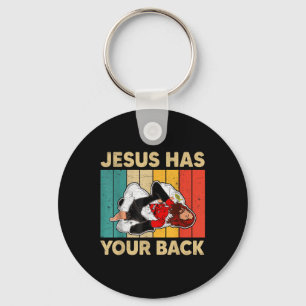 Llavero Jesús Tiene Su Espalda Jiu Jitsu Retro Hombres Cri