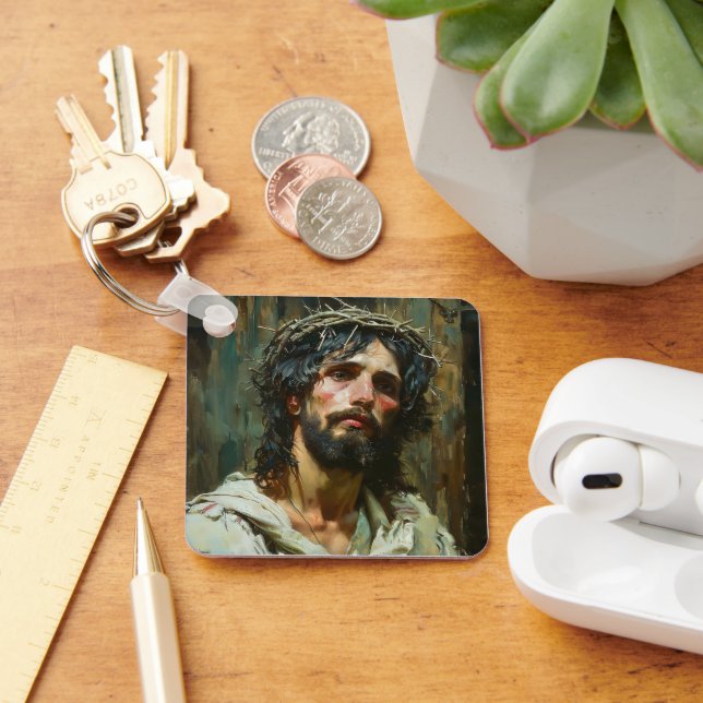 Llavero Jesús triste con corona (Escritorio )