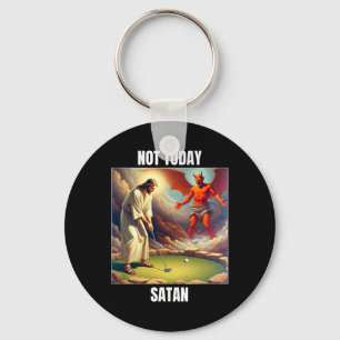 Llavero Jesús Vs Satanás Jugando Golf - No Hoy Satanás
