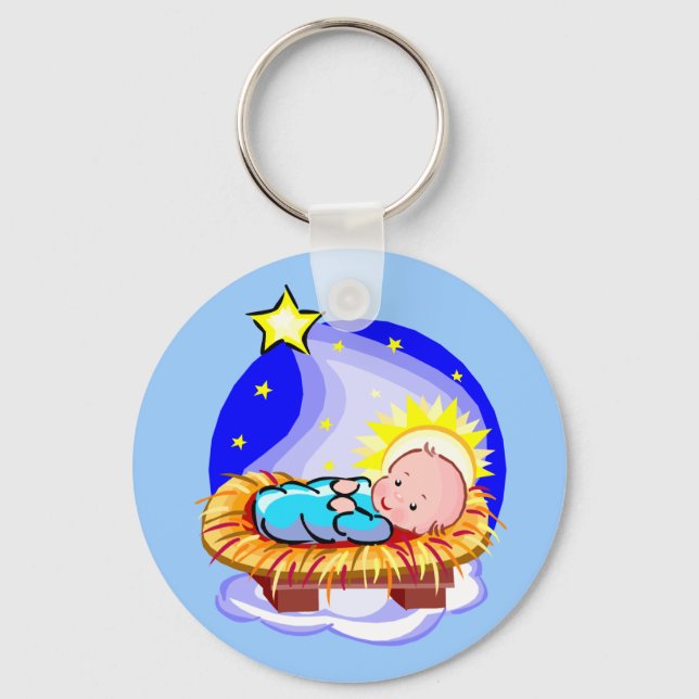 Llavero Jesús Y Estrella De Bebé Cuidado (Anverso)