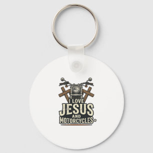 Llavero Jesús y motocicletas diseño de ciclista cristiano