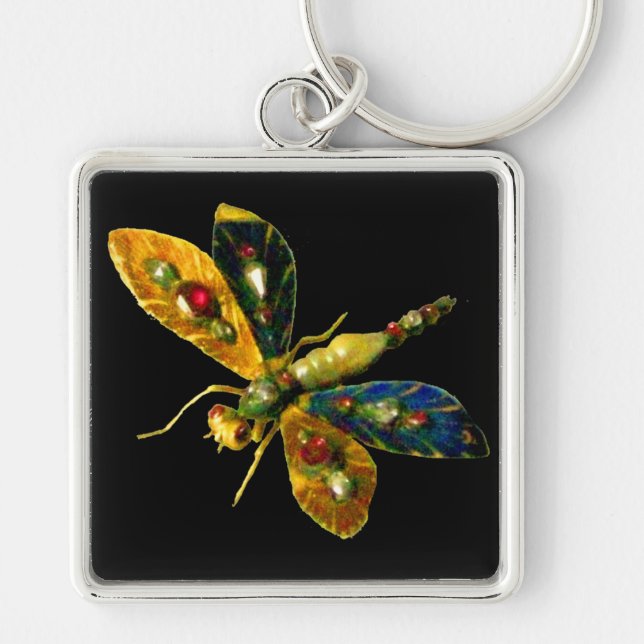 Llavero JEWEL ANTIGUO DE DRAGONFLY DE ORO CON GEMSTONES Ne (Frente)
