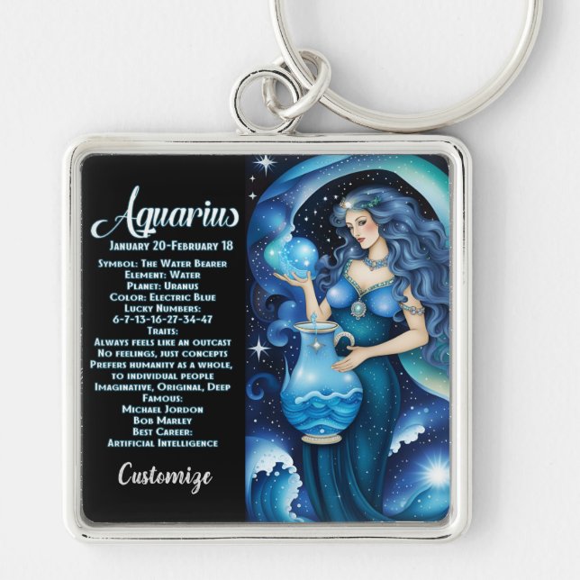 Llavero Jewel Galaxy Zodiac Aquarius personalizado (Frente)