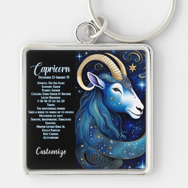 Llavero Jewel Galaxy Zodiac Capricorn Personalizado (Frente)