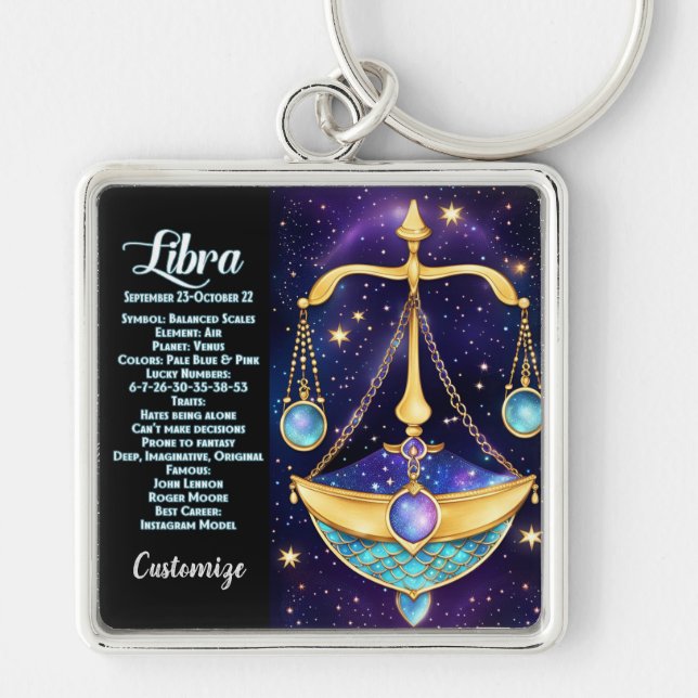 Llavero Jewel Galaxy Zodiac Libra personalizada (Frente)
