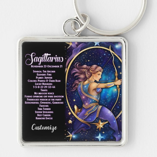 Llavero Jewel Galaxy Zodiac Sagittarius personalizado (Frente)