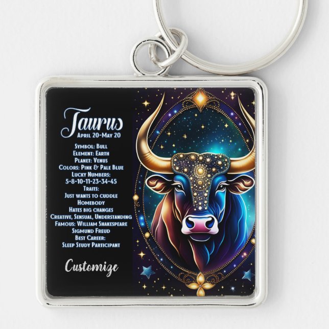 Llavero Jewel Galaxy Zodiac Taurus personalizado (Frente)