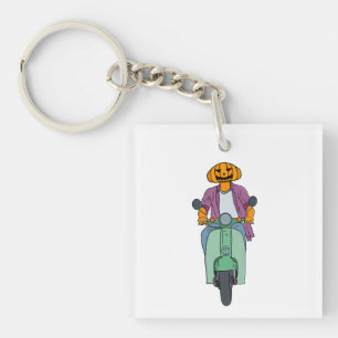 Llavero Jinete de calabaza en scooter de menta