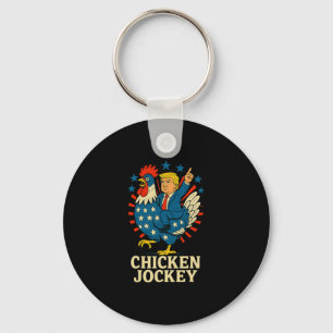 Llavero Jinete de Pollo Trump Meme Divertido