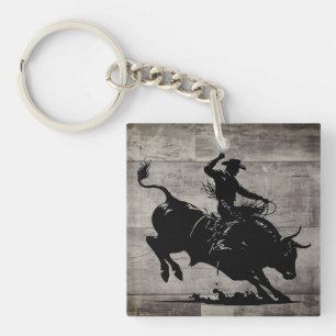 Llavero Jinete de Toro Personalizado Rodeo Rústico