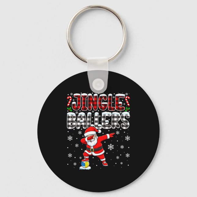 Llavero Jingle Ballers Plaid Santa Dabbing Volleyball Chri (Anverso)