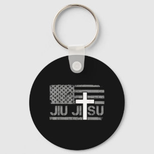 Llavero Jiu Jitsu Cristiano Cruz de la Bandera Americana H