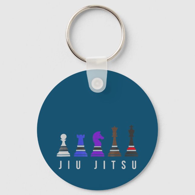 Llavero jiu jitsu entrenando ajedrez, regalo bjj con texto (Anverso)