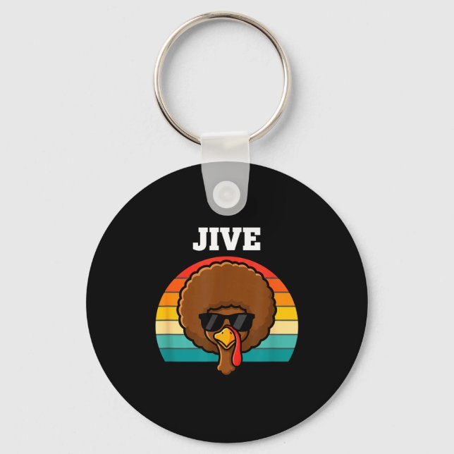 Llavero Jive Turkey Afro Retro 70s Thanksgiving Turkey Day (Anverso)