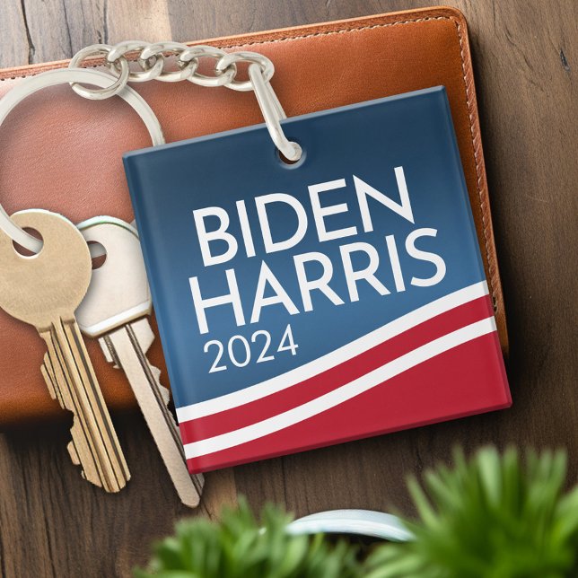 Llavero Joe Biden 2024 - Botón de diseño de onda moderna (Personalized Keychain for the 2024 election)