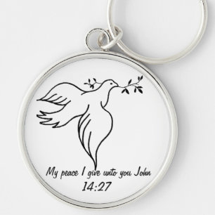 Llavero John 14:27 Biblia verso Religión Paloma Cristiano