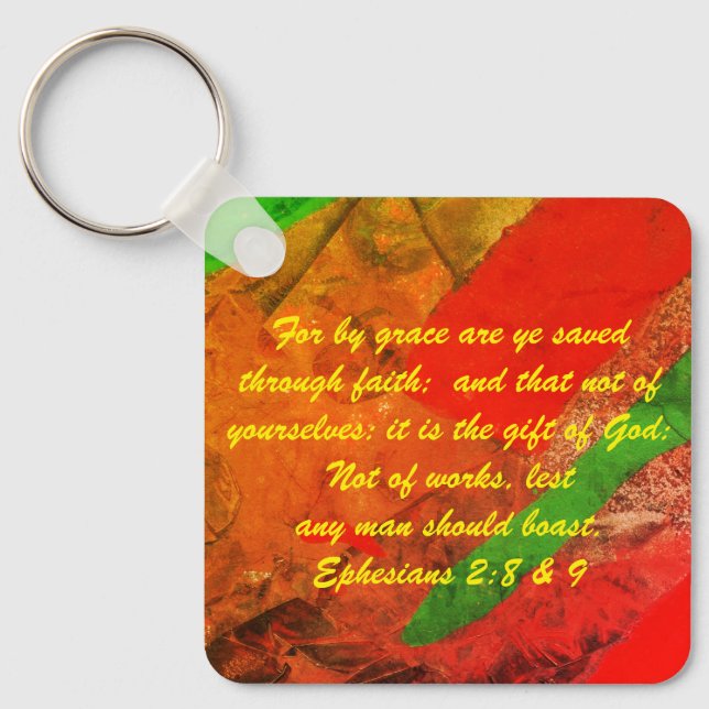 Llavero John 3:16 y Efesios2:8 y 9 Verdad de la Biblia Key (Anverso)