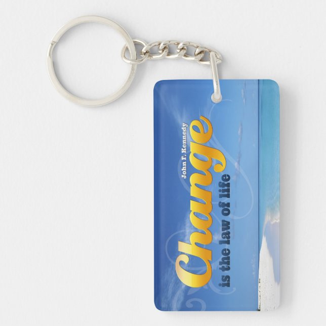 Llavero John F. Kennedy Cita Inspiradora "Cambio" (Frente)