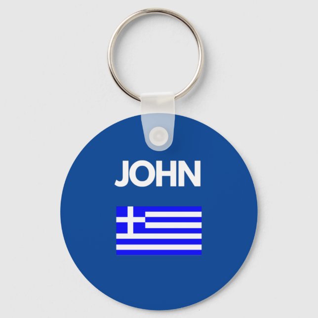 Llavero John Greek Name with Greek Flag Design (Anverso)
