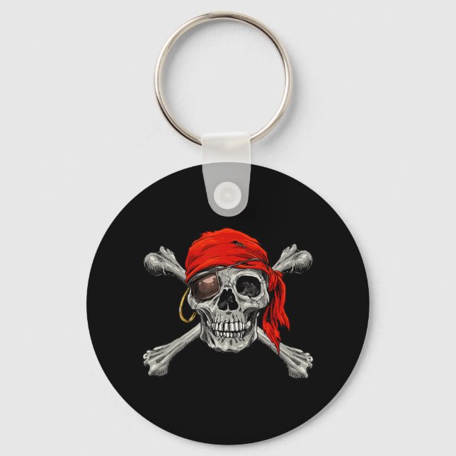 Llavero Jolly Roger Pirate Skull Crossbone Halloween Costo (Anverso)