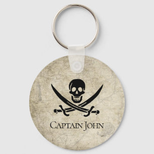 Llavero Jolly Roger y Name on Vintage