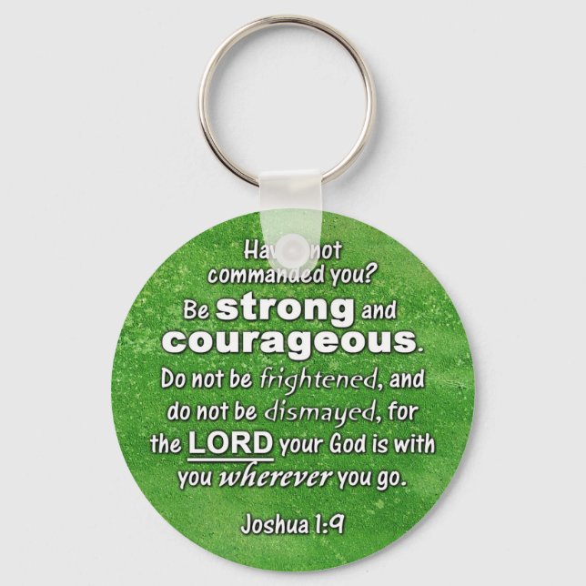 Llavero Joshua 1:9 Be Strong & Courageous Bible Verse (Anverso)