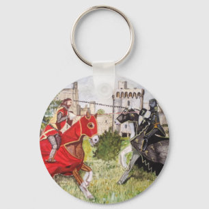 Llavero Joust medieval frente al castillo