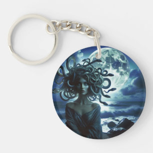 Llavero Joven Bonito Medusa por la luna y el océano