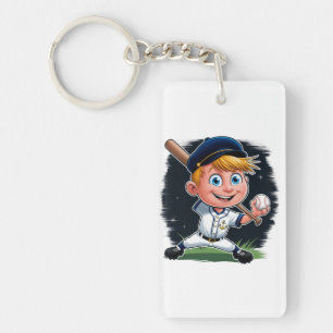 Llavero Joven jugador de béisbol Personalizado
