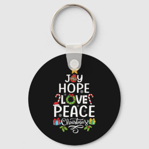 Llavero Joy Hope Love Peace Christmas Tree Family Xmas Men
