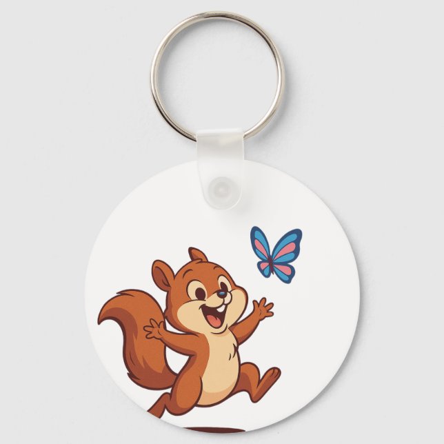 Llavero Joyful Chase – Happy Squirrel & Butterfly (Reverso )