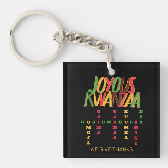 Llavero Joyous KWANZAA Principios la cruz (Frente)