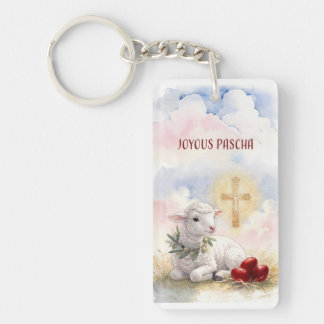 Llavero Joyous Pascha Lamb, Red Eggs and Cross