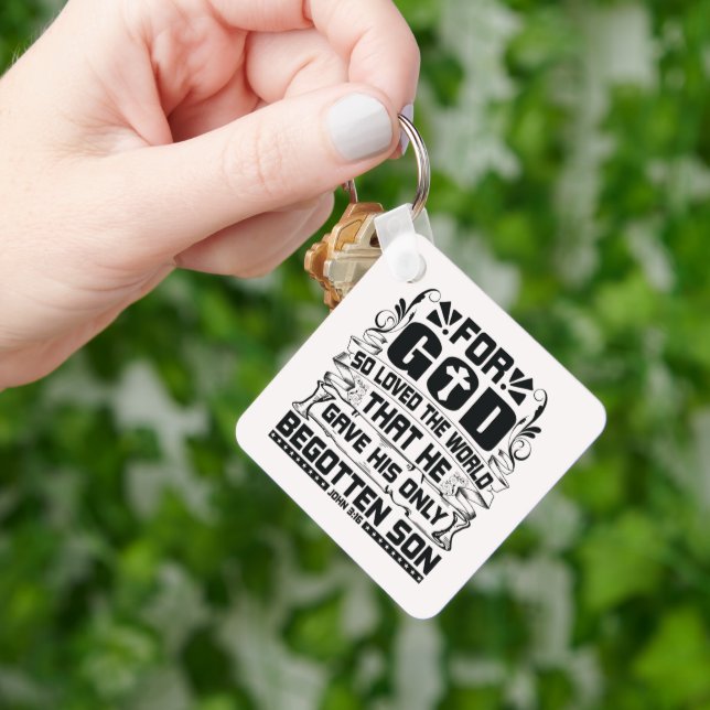 Llavero Juan 3:16 Por Dios tan amado el mundo cristiano (Mano)