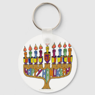 Llavero Judaica Feliz Janucá Dreidel Menorá