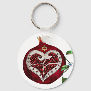 Llavero Judaica Pomegranate Heart Hanukkah Rosh Hashanah