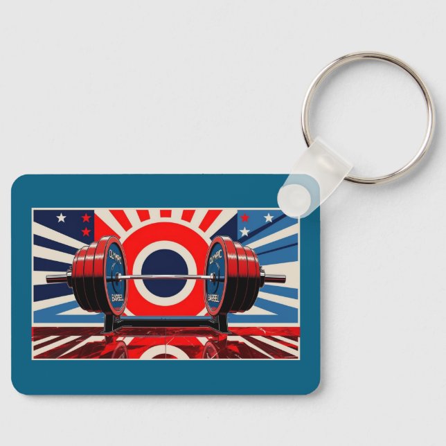 Llavero Juego de Barbell Olímpico de Arte Pop Patriótico (Anverso)