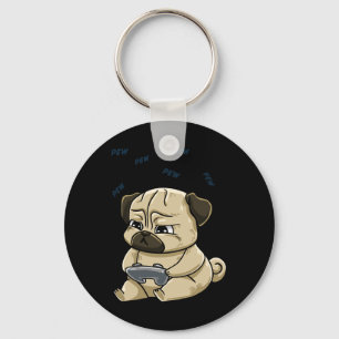 Llavero Juego de Gamepad Pug Pew Lindo Hob 