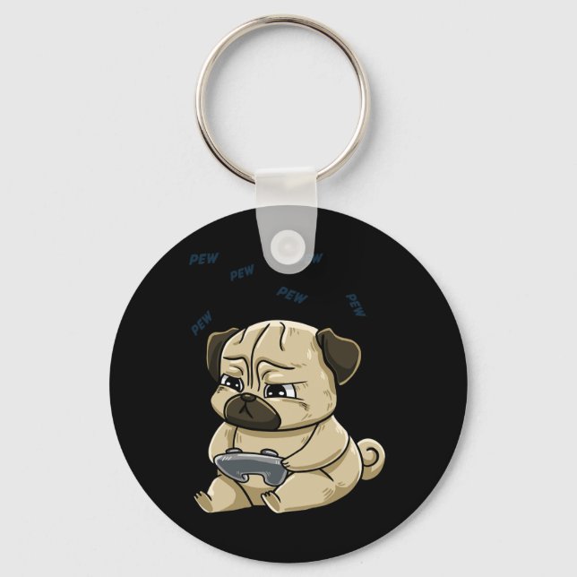 Llavero Juego de Gamepad Pug Pew Lindo Hob  (Anverso)