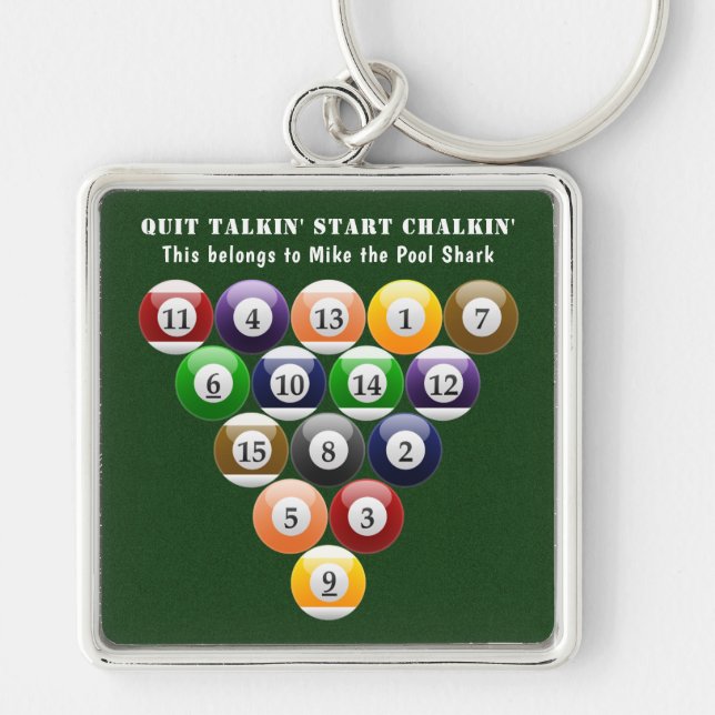 Llavero Juego de la piscina de las bolas de billar del (Frente)