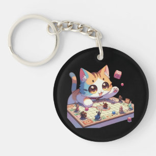 Llavero Juego de Mesa Gato Lanzando Dados