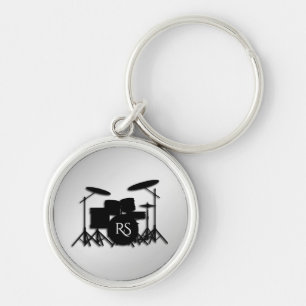 Llavero Juego de tambor monograma plateado