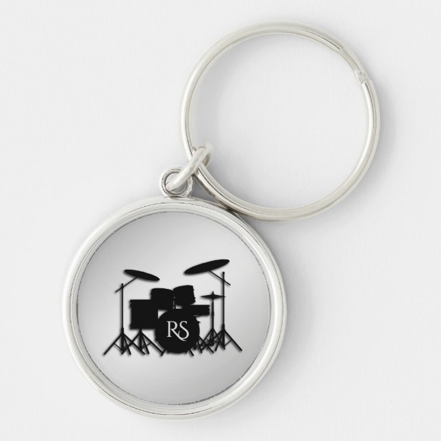 Llavero Juego de tambor monograma plateado (Frente)