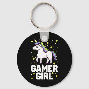 Llavero Juego de video de Cute Gamer Chica Galaxy Rainbow 