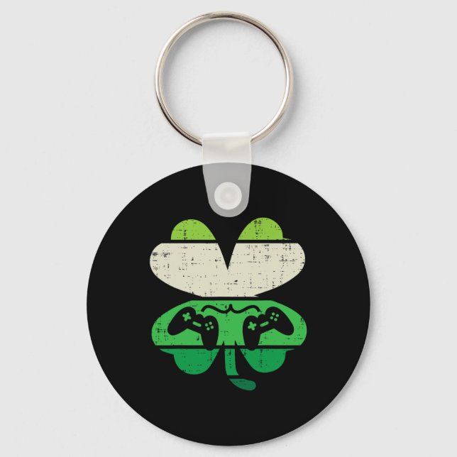 Llavero Juego Shamrock Retro St Patricks Day Hombres Chica (Anverso)