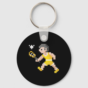 Llavero Jugador de bádminton de arte pixelado de videojueg