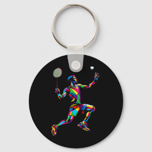 Llavero Jugador De Bádminton De Arte Pop Colorido Lanzader