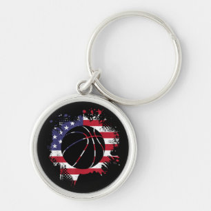 Llavero Jugador de Baloncesto con Bandera Americana