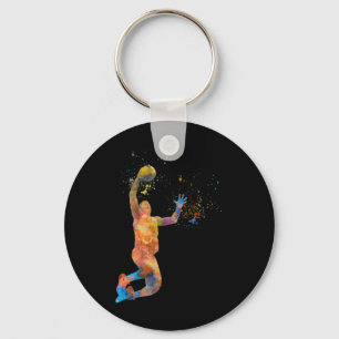 Llavero Jugador De Baloncesto En Watercoloración