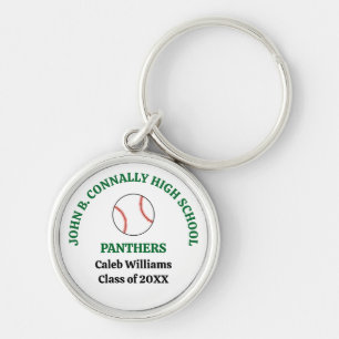 Llavero Jugador de béisbol de instituto verde personalizad